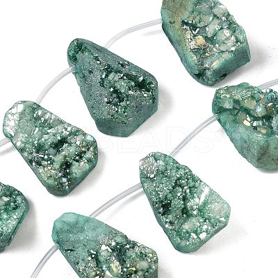 Electroplated Natural Druzy Agate Beads Strands G-N0259-06-1