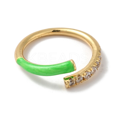 Rack Plating Brass Cubic Zirconia Open Cuff Rings for Women RJEW-S407-04C-1
