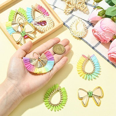10Pcs 5 Styles Alloy with Paper Pendants FIND-CJ0004-51-1