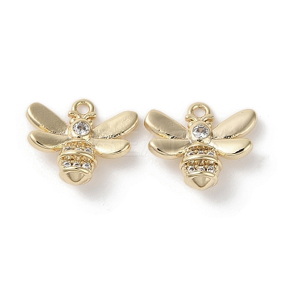 Brass Micro Pave Clear Cubic Zirconia Charms KK-G491-09G-1