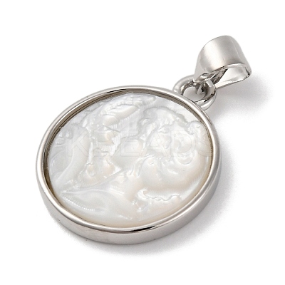 Natural White Shell Carved Cameo Lady Pendants KK-D537-01P-03-1
