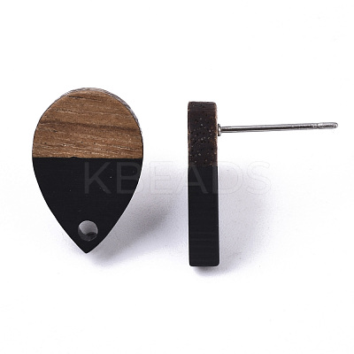 Resin & Walnut Wood Stud Earring Findings MAK-N032-002A-B01-1