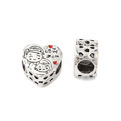 Mother's Day Rack Plating Alloy Enamel European Beads PALLOY-S189-49P-1