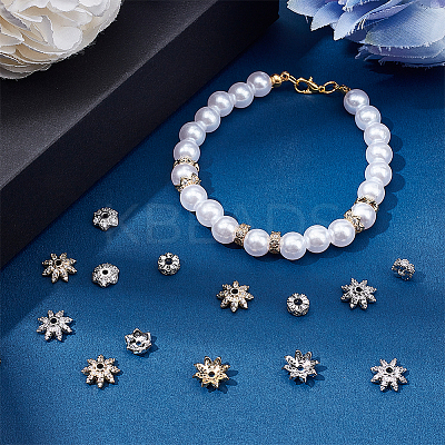 24Pcs 6 Styles Brass Clear Cubic Zirconia Spacer Beads KK-CA0003-63-1