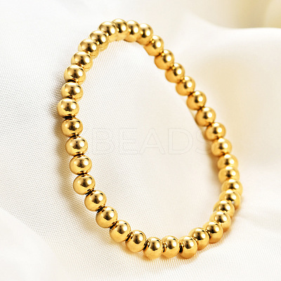 6MM Adjustable 304 Stainless Steel Round Beaded Stretch Bracelets for Women LS-UQ9222-1-1