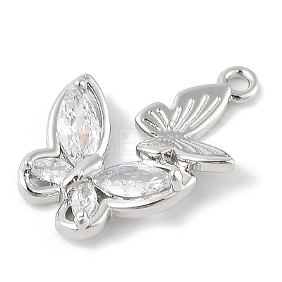 Brass Micro Pave Clear Cubic Zirconia Pendants KK-R219-33P-1