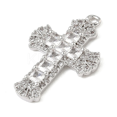 Brass Micro Pave Cubic Zirconia Pendants KK-P342-15P-02-1