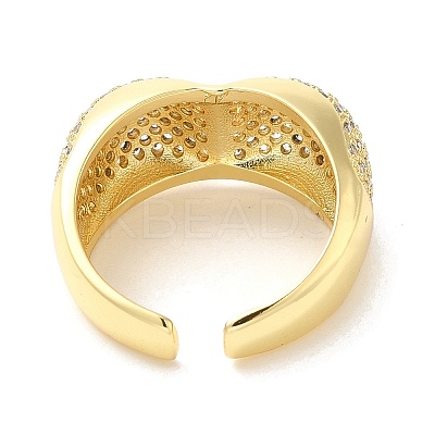 Brass Micro Pave Cubic Zirconia Open Cuff Rings RJEW-P098-11G-1