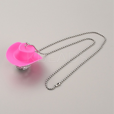 Resin Hat with Plastic Disco Ball Pendant with Ball Chains for Car Mirror Hanging Accessories NJEW-WH0002-20-1