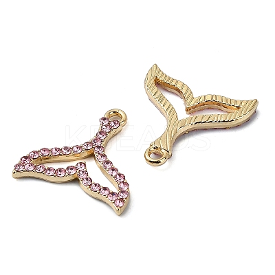 Golden Rack Plating Alloy Rhinestone Pendants PALLOY-F308-23G-01-1