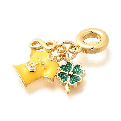Brass Enamel Sport European Dangle Charms KK-U048-03G-01-1