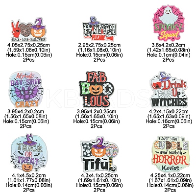 18Pcs 9 Styles Printed Acrylic Pendants OACR-FS0001-74-1
