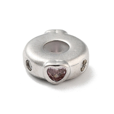 Valentine's Day Brass Micro Pave Clear Cubic Zirconia Beads KK-K361-06P-1