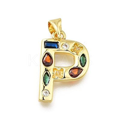 Brass Micro Pave Clear Cubic Zirconia Pendants KK-G521-01G-P-01-1