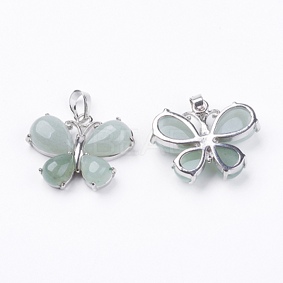 Natural Green Aventurine Pendants G-G651-B13-1