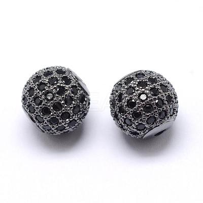 Rack Plating Brass Cubic Zirconia Beads ZIRC-S001-10mm-B04-1