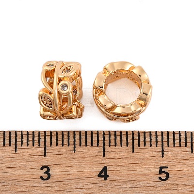 Brass Micro Pave Clear Cubic Zirconia European Beads KK-Z066-12G-1