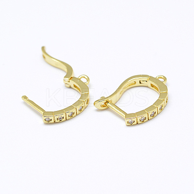 Brass Micro Pave AAA Cubic Zirconia Ear Harp Hoop Earring Findings KK-F699-01G-NR-1