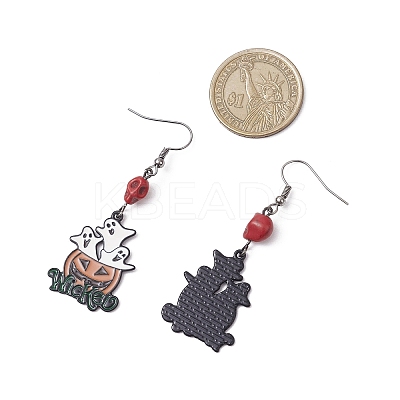 Halloween Series Alloy Enamel Dangle Earrings EJEW-JE06522-1