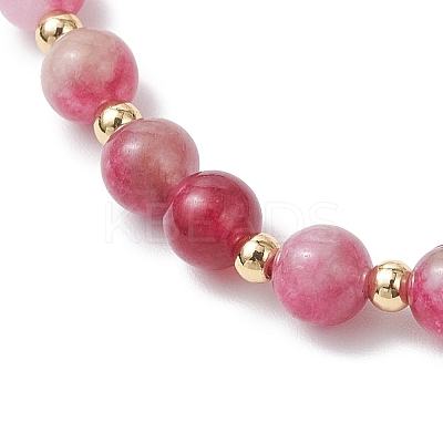 Natural Watermelon Tourmaline Beaded Braided Bead Bracelets for Women BJEW-JB12528-01-1