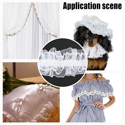 10M Cotton Mesh Pleated Elastic Lace Ribbon OCOR-DR0001-06-1