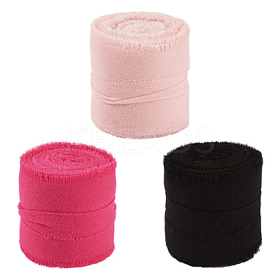 3 Rolls Polyester Raw Edges Ribbons SRIB-TAC0002-26C-1