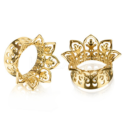 Hollow Out Flower Brass Alloy Ear Tunnels FS-WG7C815-15-1