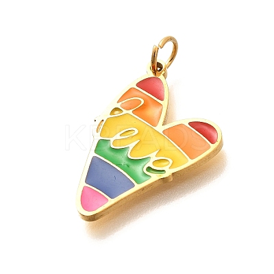 Pride 304 Stainless Steel Enamel Pendants STAS-B079-01G-04-1