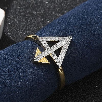 Brass Micro Pave Clear Cubic Zirconia Cuff Finger Rings for Women RJEW-U033-05GP-1