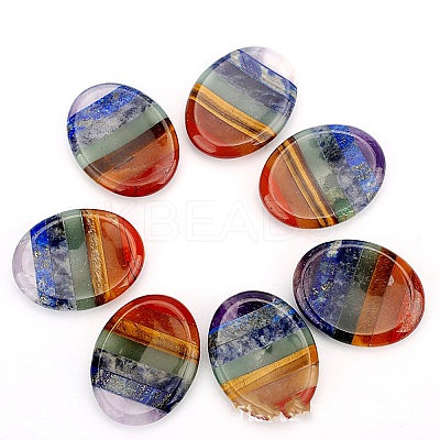 Chakra Style Assembled Natural Amethyst & Lapis Lazuli & Sodalite & Green Aventurine & Tiger Eye & Topaz Jade & Red Jasper Massage Stone MATO-PW0001-006-1