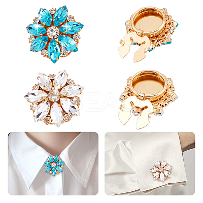 4Pcs 2 Colors Alloy Rhinestone Cufflinks HJEW-NB00210-1
