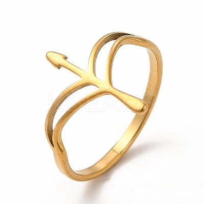 201 Stainless Steel Hollow Out Arrow Finger Ring for Women RJEW-K239-07G-1