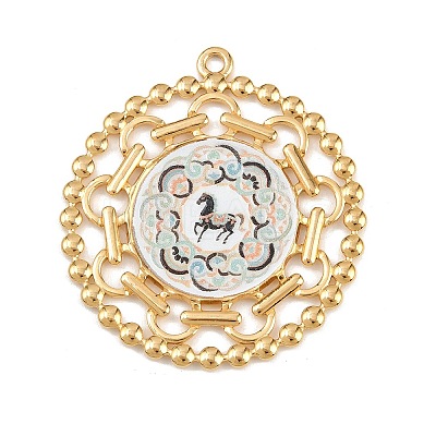 Printed 304 Stainless Steel Pendants STAS-C146-06G-01-1