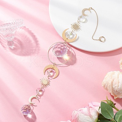 Glass Teardrop Window Hanging Suncatchers X-HJEW-JM04515-01-1