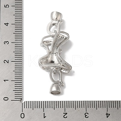 Rack Plating Brass Micro Pave Clear Cubic Zirconia Fold Over Clasps KK-A222-11P-1