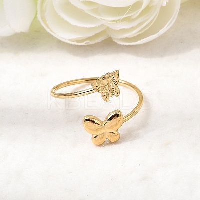 304 Stainless Steel Cuff Rings for Women RJEW-K312-03G-1