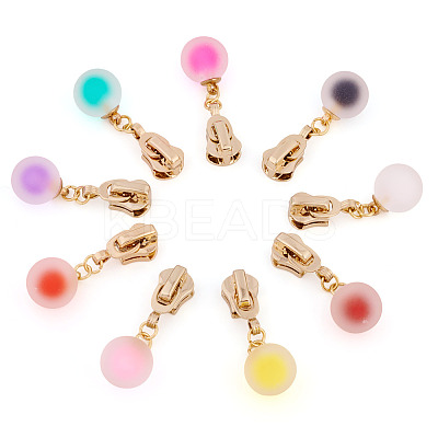 9Pcs 9 Colors Round Alloy & Resin Zipper Sliders HJEW-TAC0077-1