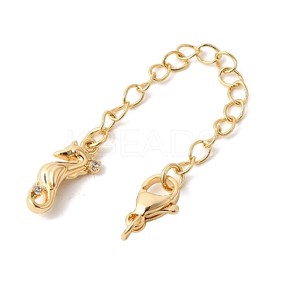 Brass Micro Pave Clear Cubic Zirconia Chain Extender KK-Z149-07G-1