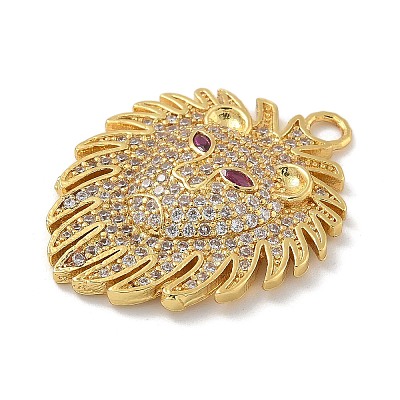 Rack Plating Brass Micro Pave Clear Cubic Zirconia Pendants KK-G515-66G-01-1