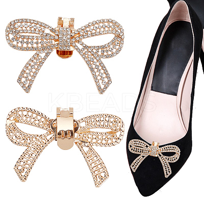 Detachable Alloy Rhinestone Shoe Buckle Clips AJEW-WH0270-311G-1