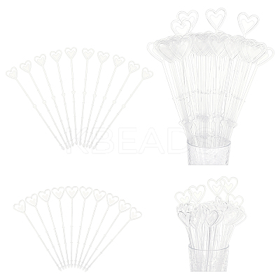 120Pcs 2 Style Heart Shaped Plastic Flower Card Holder Stick AJEW-GA0003-93B-1