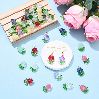 10Pcs Glass Pendants PALLOY-YW00063-01-1