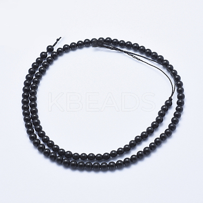 Natural Black Tourmaline Beads Strands G-E444-27-4mm-1