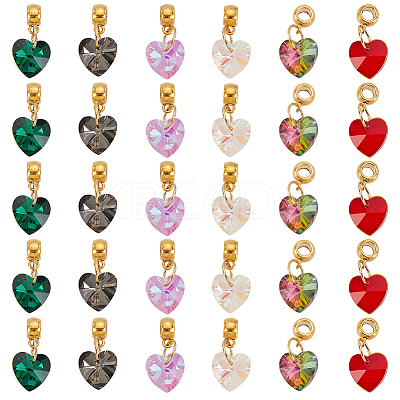 30Pcs 6 Color Glass Pendant PALLOY-GO00009-1