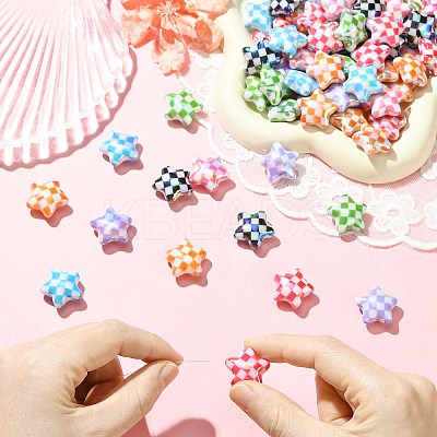 Electroplate Printed Opaque Acrylic Beads MACR-CJC0004-35-1-1