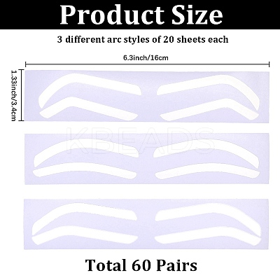 60Pcs 3 Styles Plastic Eyebrow Tattoo Practice Skin AJEW-CP0009-58B-1