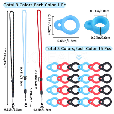 3Pcs 3 Colors Nylon Cord Neck Straps DIY-GF0008-34B-1