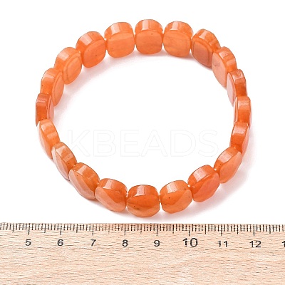 Natural Red Aventurine Faceted Beaded Stretch Bracelets for Women BJEW-K251-07N-1