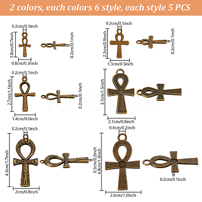 60Pcs 12 Styles Tibetan Style Zinc Alloy Pendants FIND-PH0024-83-1