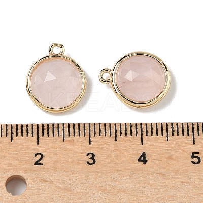 Natural Rose Quartz Faceted Flat Round Charms G-U028-03G-07-1